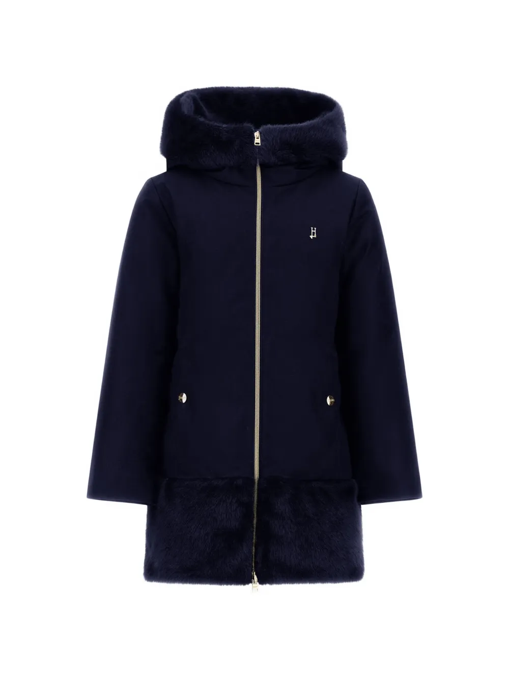 Herno Kids Cappotto con cappuccio - Blu