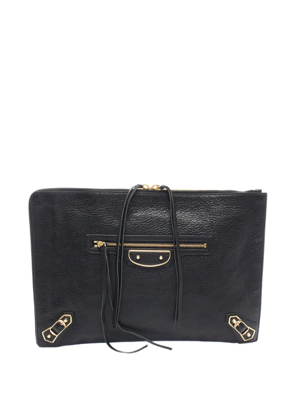 Balenciaga Pre-Owned 2018-2026 Medium Goatskin Motocross Classic Metallic Edge clutch bag - Schwarz