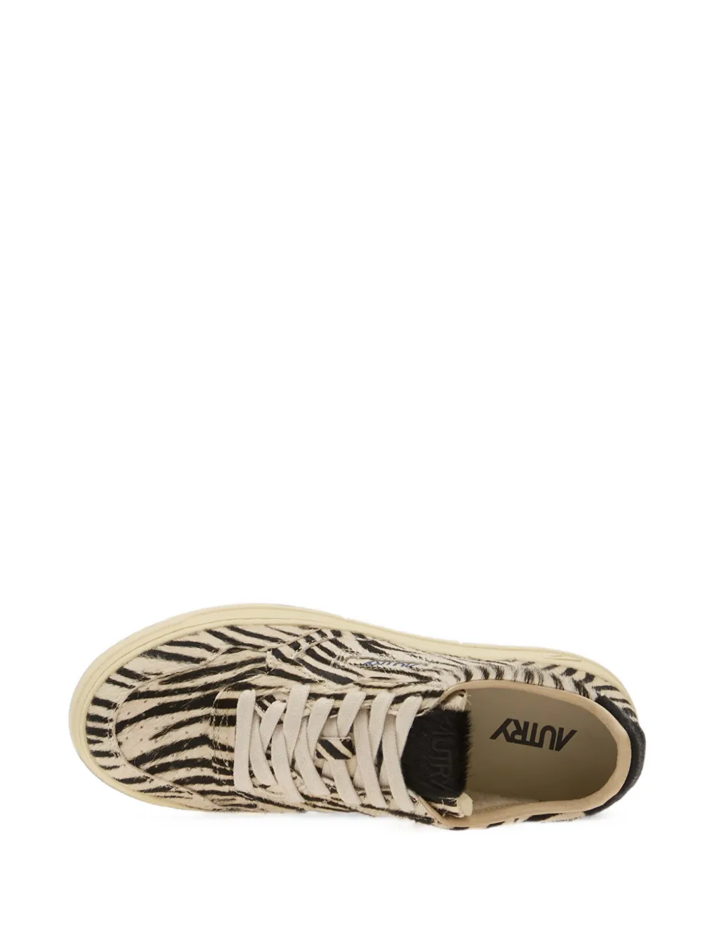 Autry Medalist zebra-print pony-hair sneakers Beige
