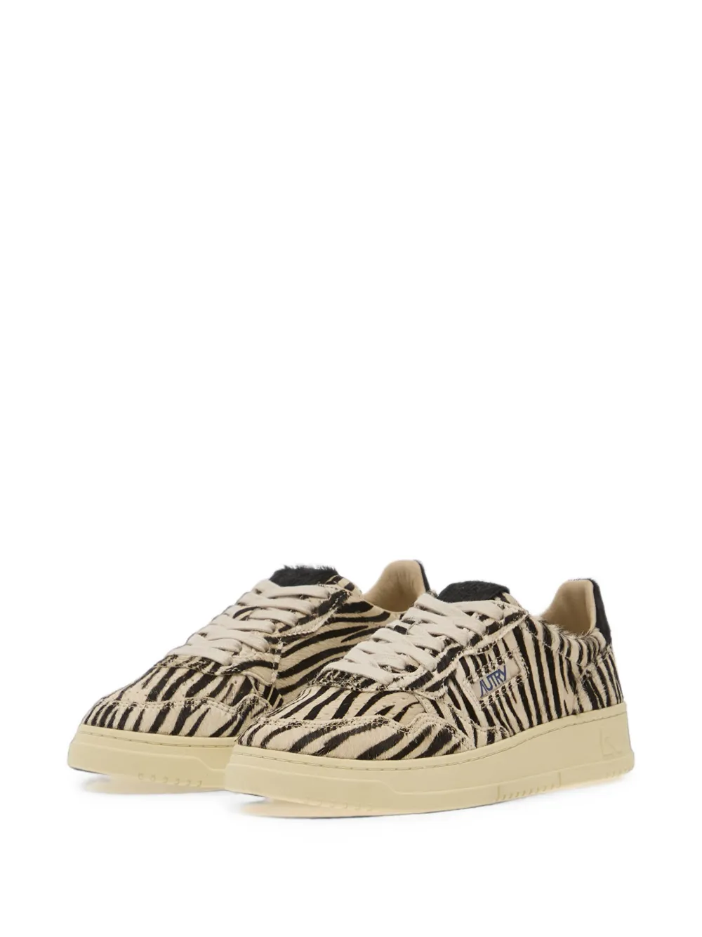 Autry Medalist zebra-print pony-hair sneakers Beige