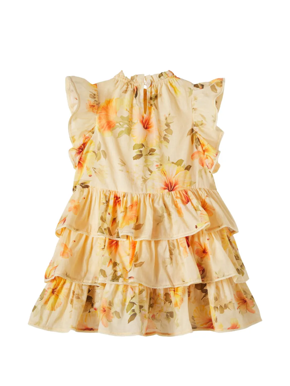ZIMMERMANN Kids Jurk met bloemenprint en ruches Geel