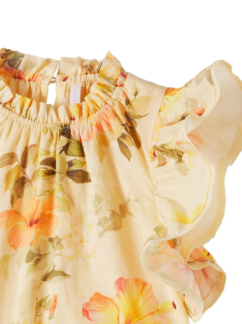 ZIMMERMANN Kids Jurk met bloemenprint en ruches Geel