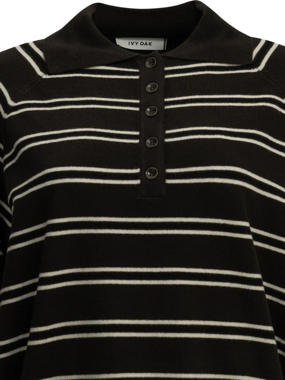 IVY OAK Iofarleigh striped long-sleeve polo sweater Bruin