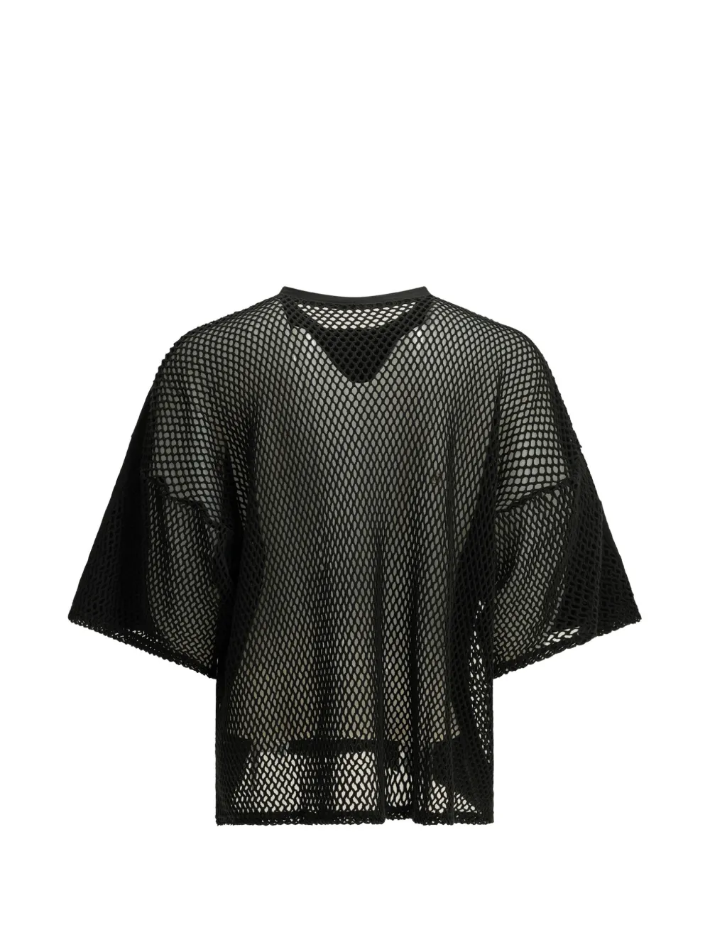 KAPITAL T-shirt met mesh achterkant en logoprint Zwart