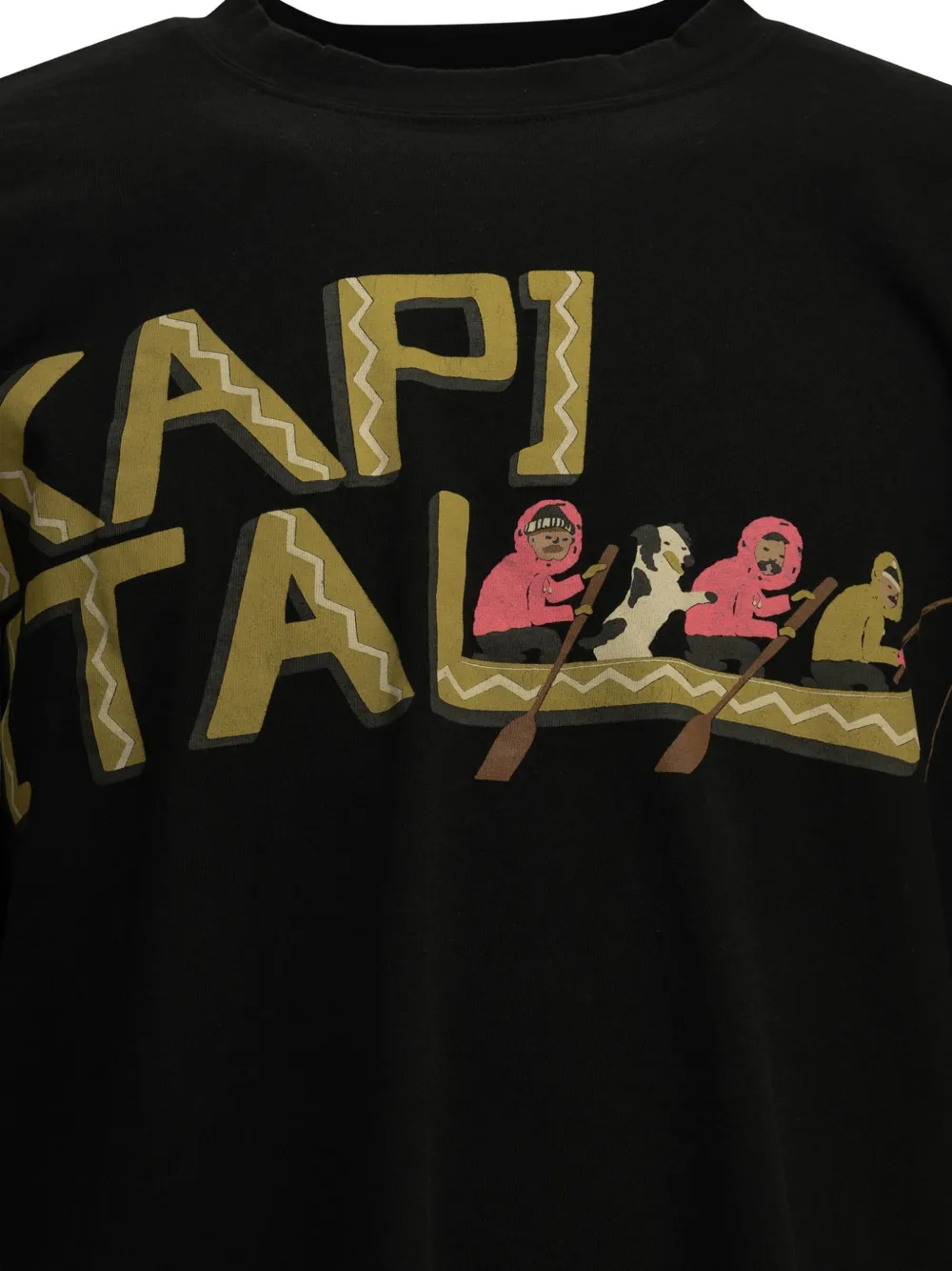 KAPITAL T-shirt met mesh achterkant en logoprint Zwart