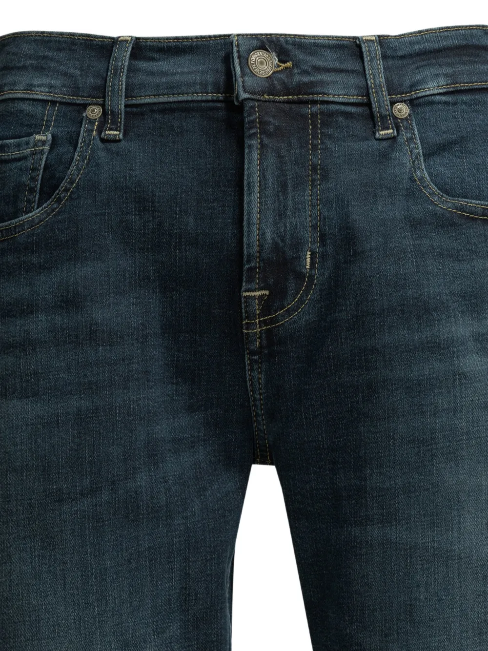 7 For All Mankind Slimmy jeans met logo-patch Blauw