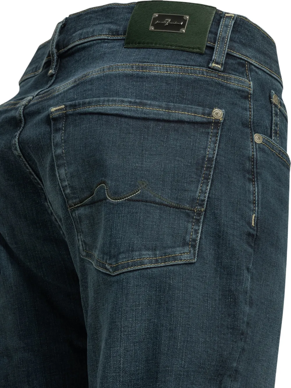 7 For All Mankind Slimmy jeans met logo-patch Blauw