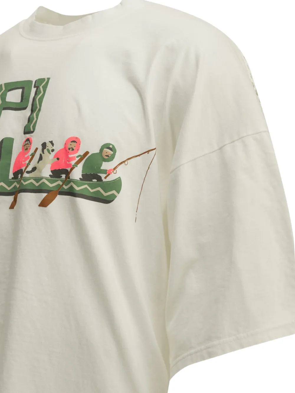 KAPITAL T-shirt met mesh achterkant en grafische print Beige