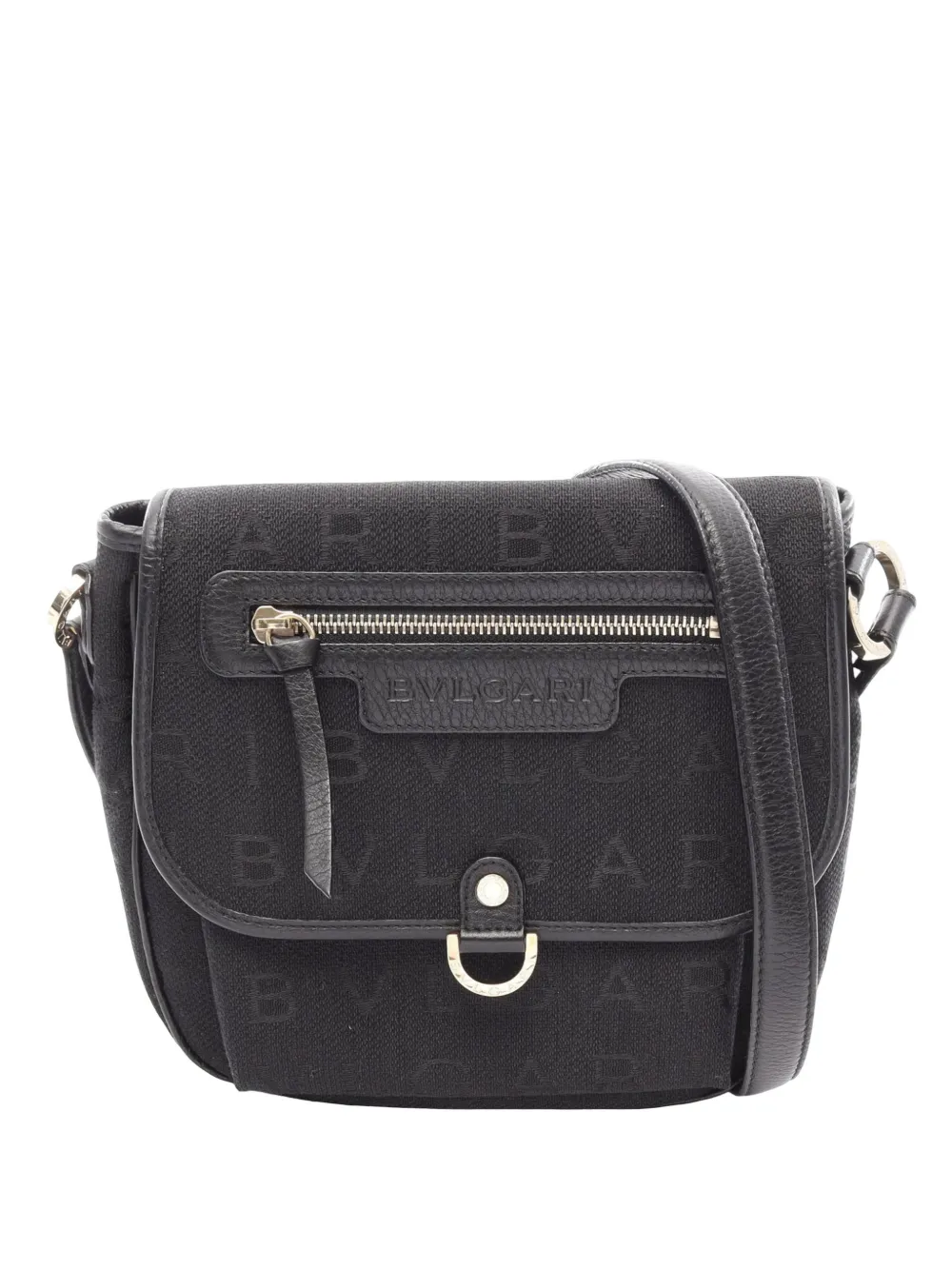 Pre-owned Bvlgari 2010-2026 Logomania Canvas Crossbody Bag In Black