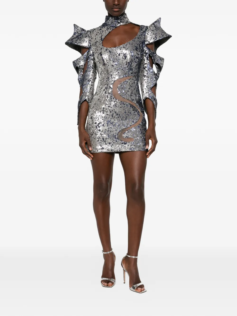 MITILIANE COUTURE Mini-jurk verfraaid met pailletten Zilver