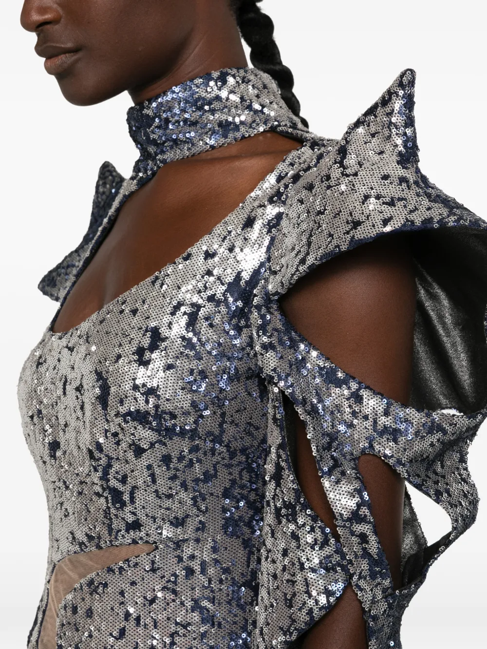 MITILIANE COUTURE Mini-jurk verfraaid met pailletten Zilver