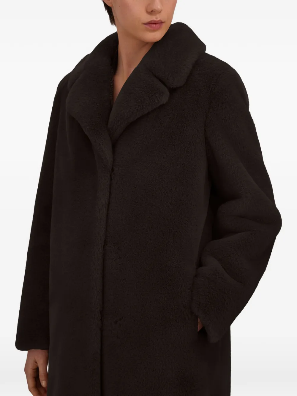 Herno Jas met revers en imitatiebont Bruin