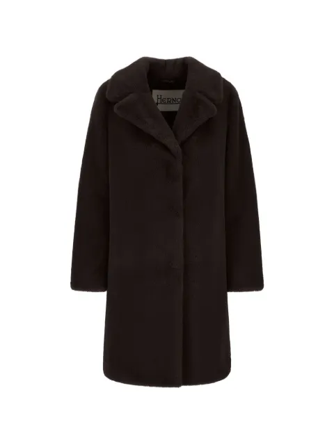 Herno Mantel aus Faux Fur mit Reverskragen