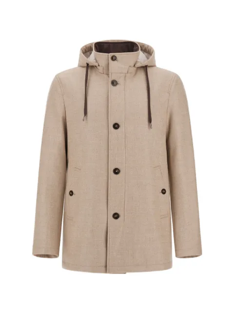 Herno hooded tweed parka coat