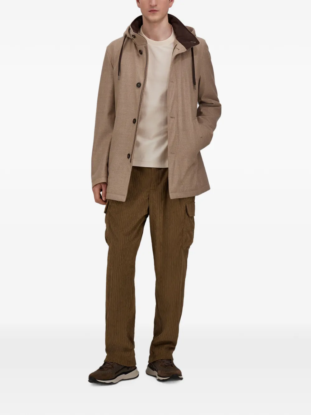 Herno Tweed parka met capuchon Beige