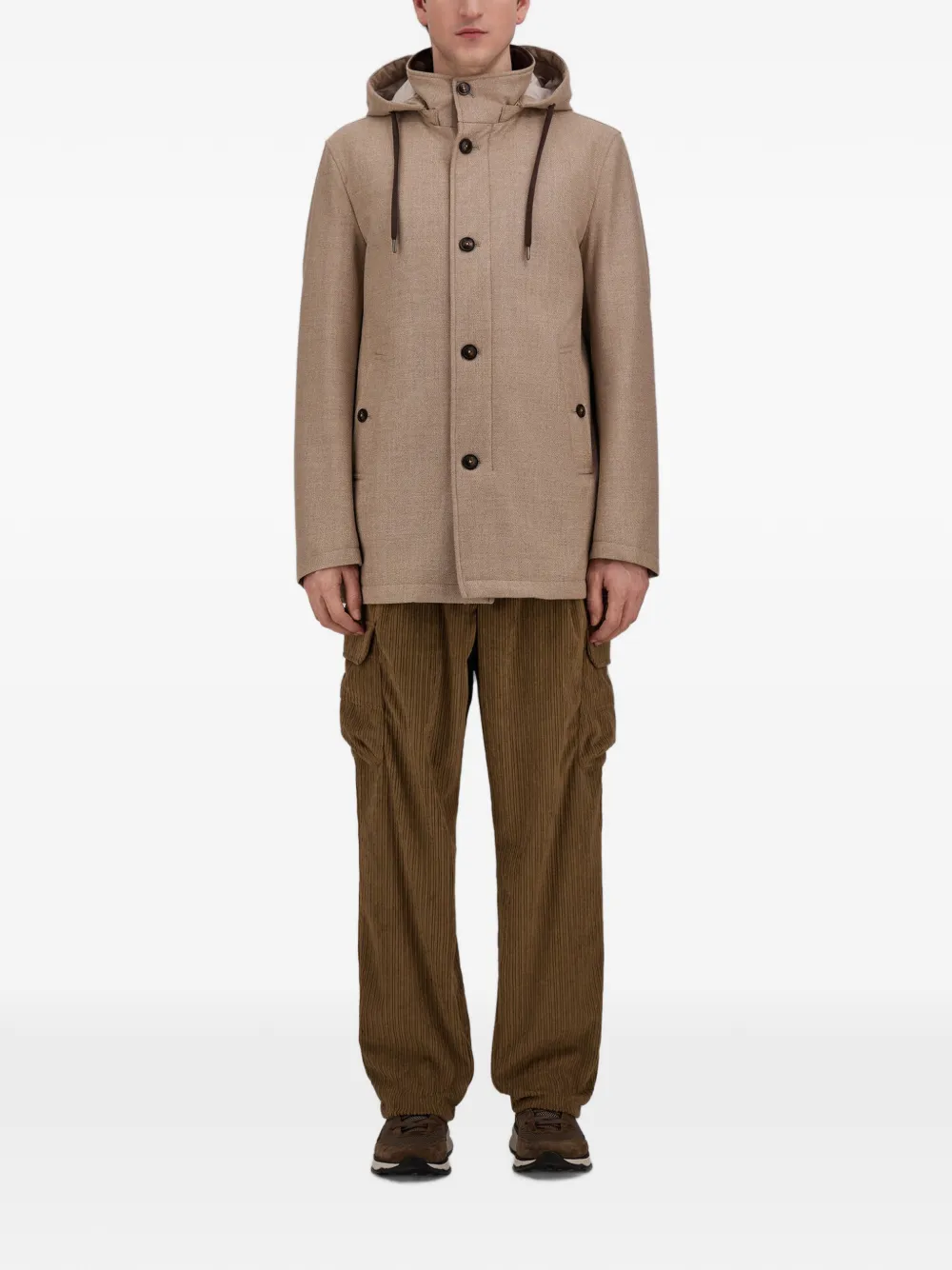 Herno Tweed parka met capuchon Beige