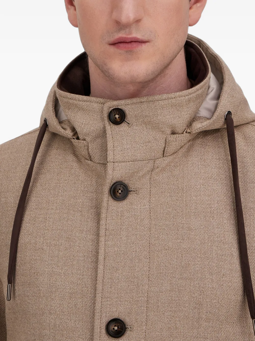 Herno Tweed parka met capuchon Beige
