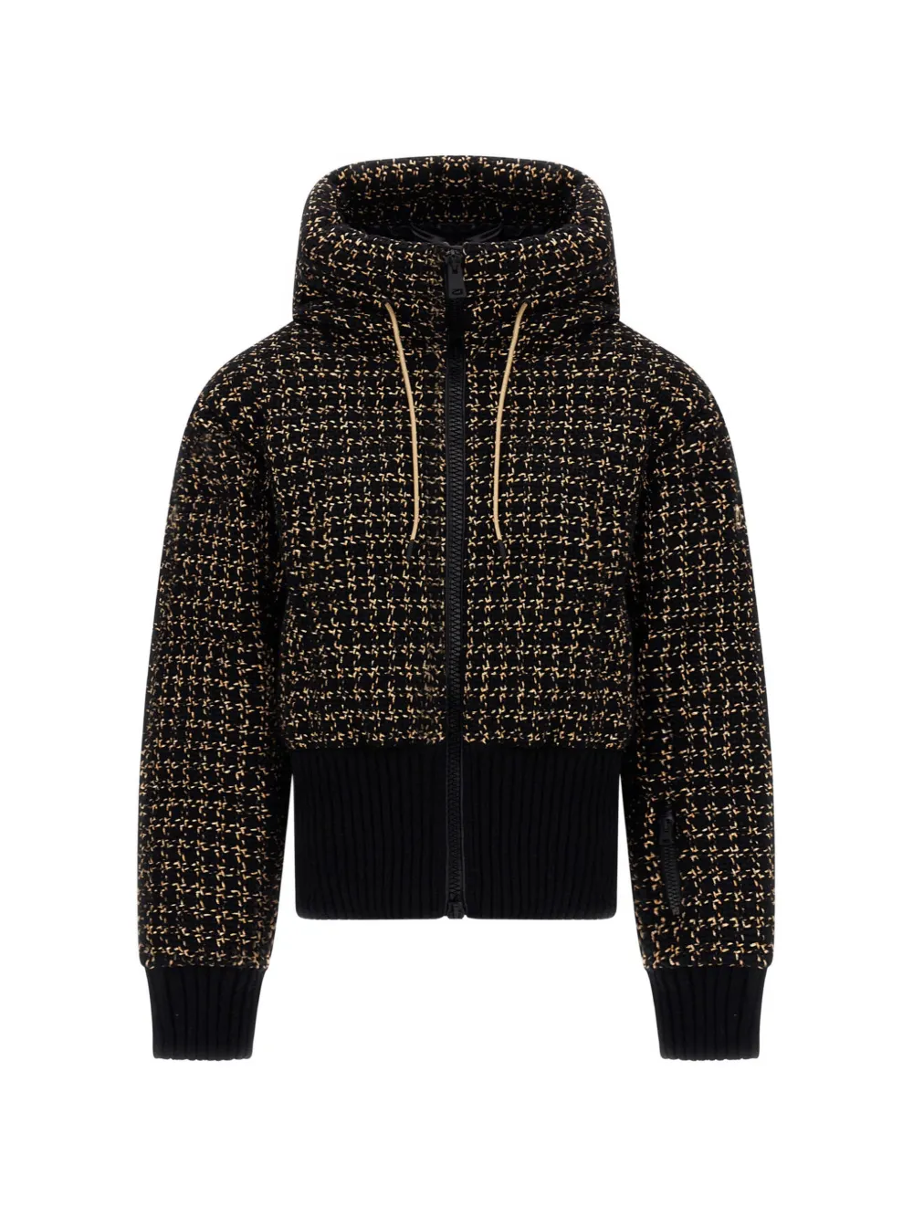 Herno Kapuzenjacke aus Bouclé-Strick - Schwarz