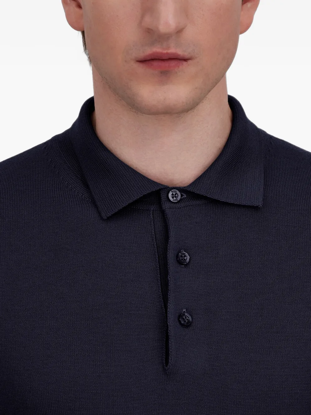 Herno Poloshirt met geribbelde zoom en lange mouwen Blauw