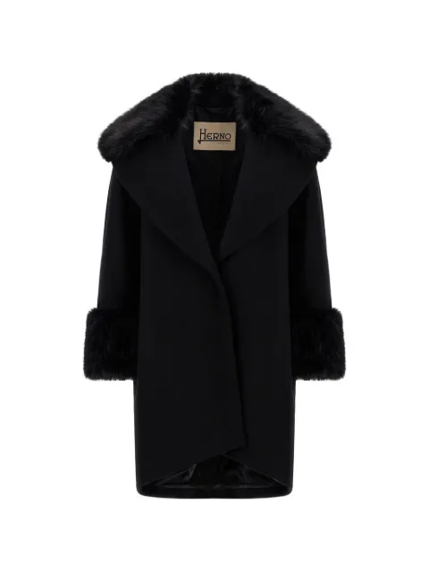 Herno faux-fur trim maxi-lapel coat