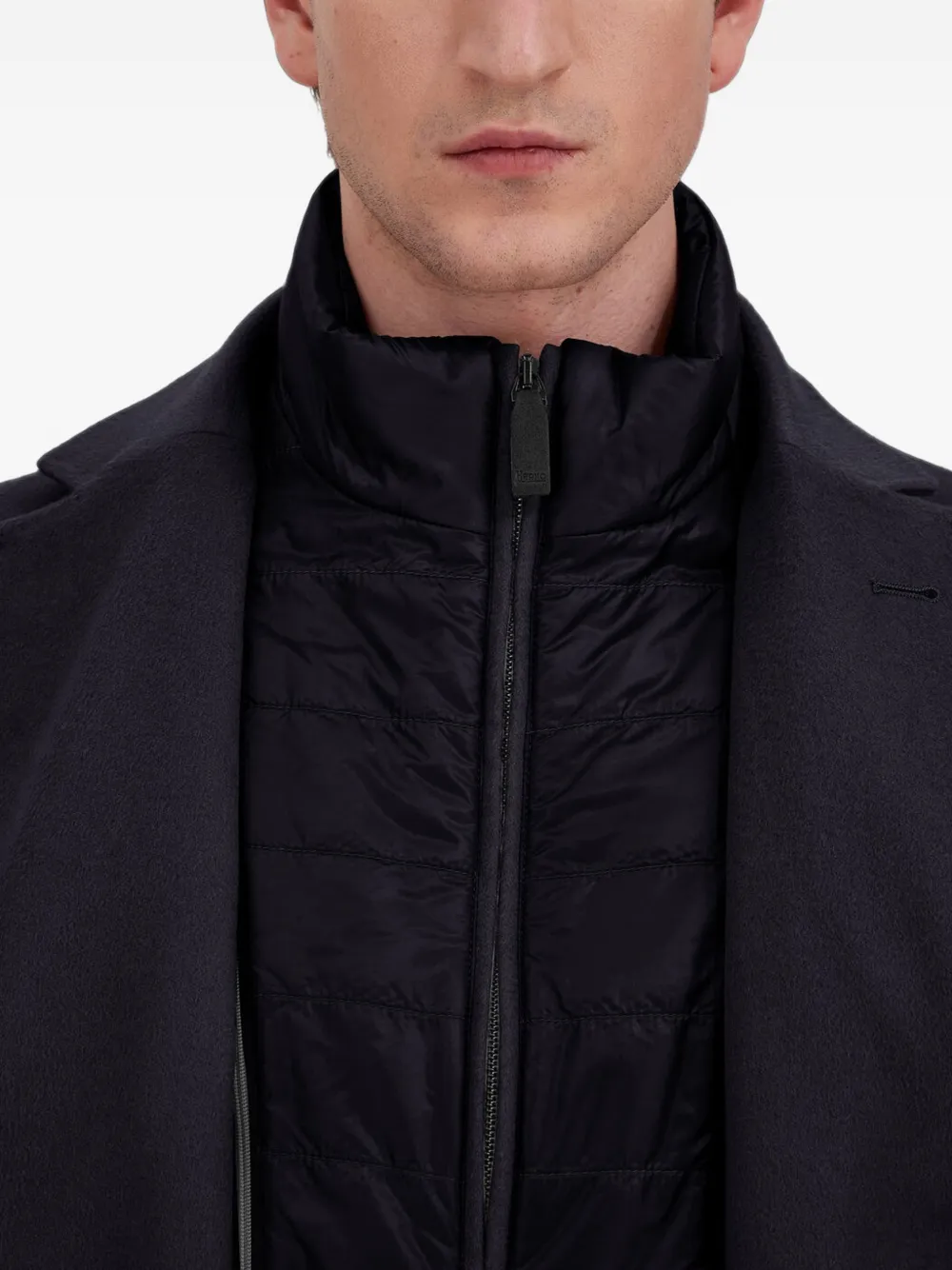 Herno Jas met enkele rij knopen Blauw