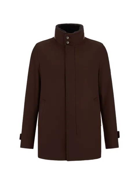 Herno cashmere suede-effect trim coat