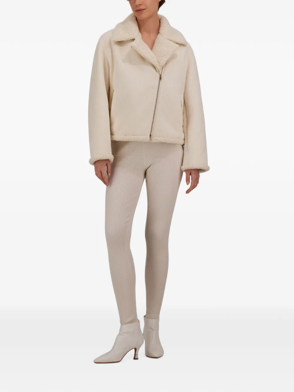 Herno Ribfluwelen bikerjack Beige