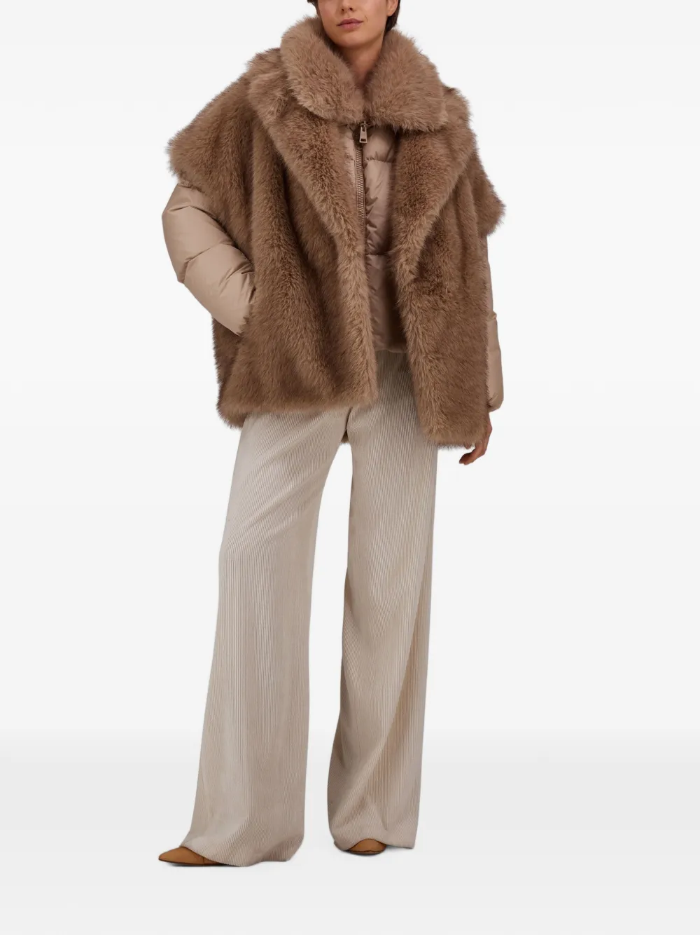 Herno Top van imitatiebont Beige