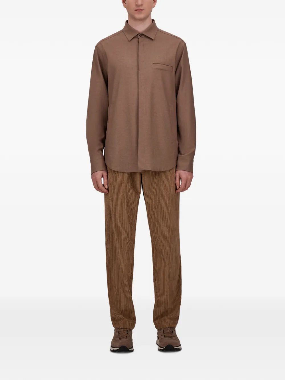 Herno Overhemd met gabardine-textuur Bruin
