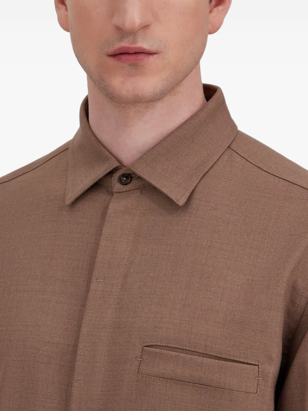 Herno Overhemd met gabardine-textuur Bruin