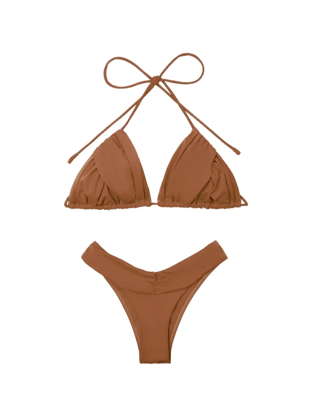 ELEGANCIA Mimi gathered halterneck bikini - Marrone