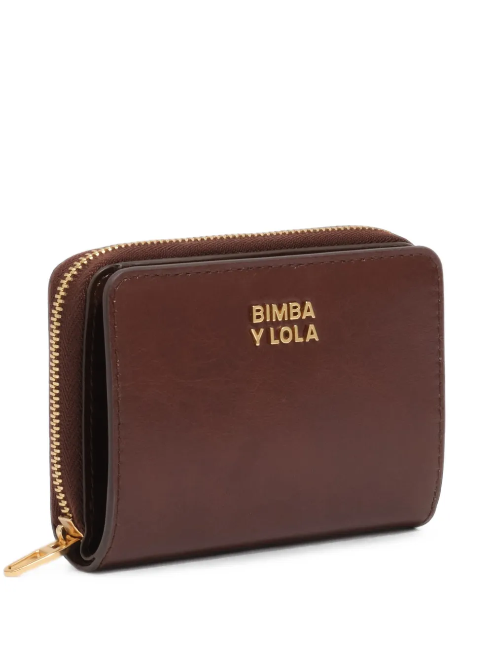BIMBA Y LOLA dark tan leather lapel wallet - Marrone