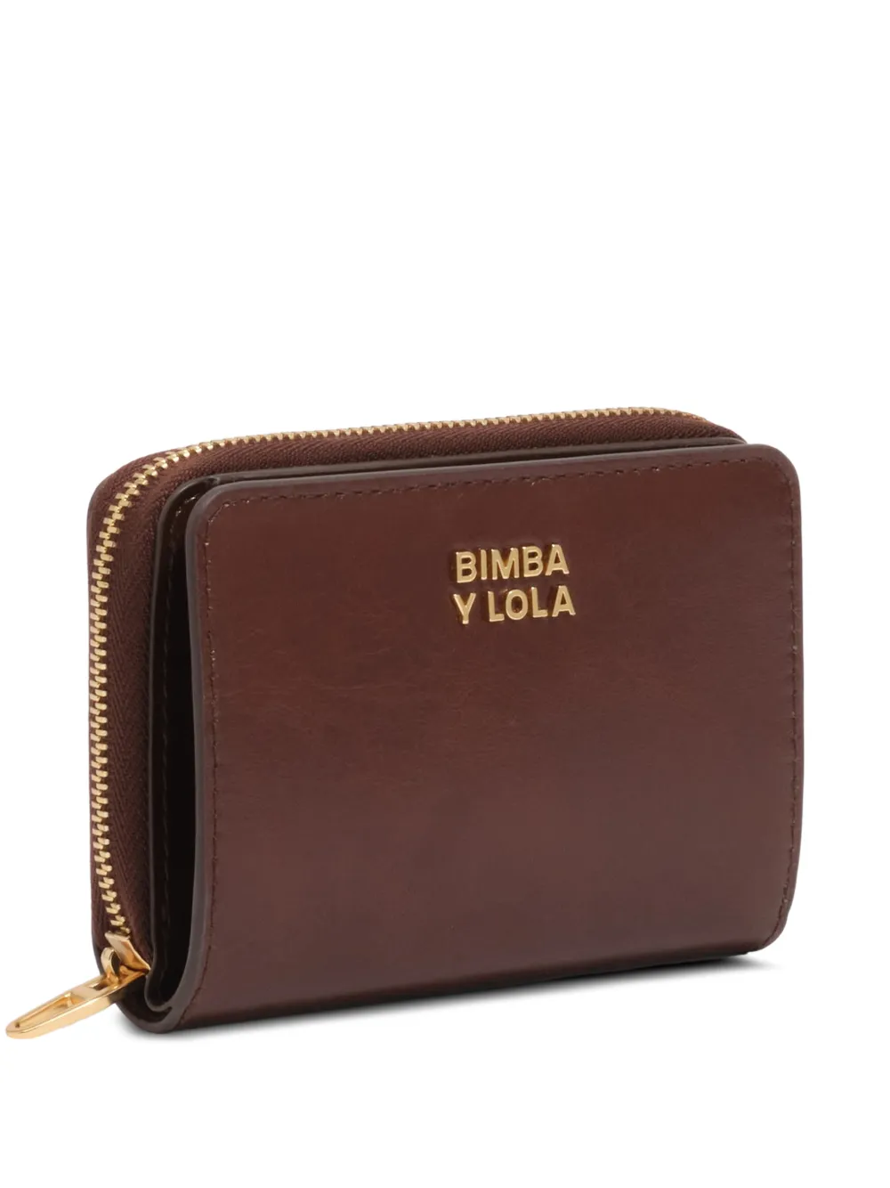 BIMBA Y LOLA dark tan leather lapel wallet - Marrone