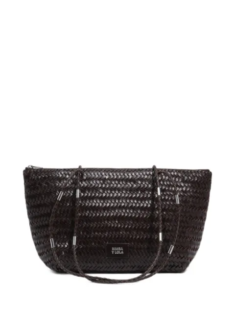 BIMBA Y LOLA large dark brown plaited leather shopper bag
