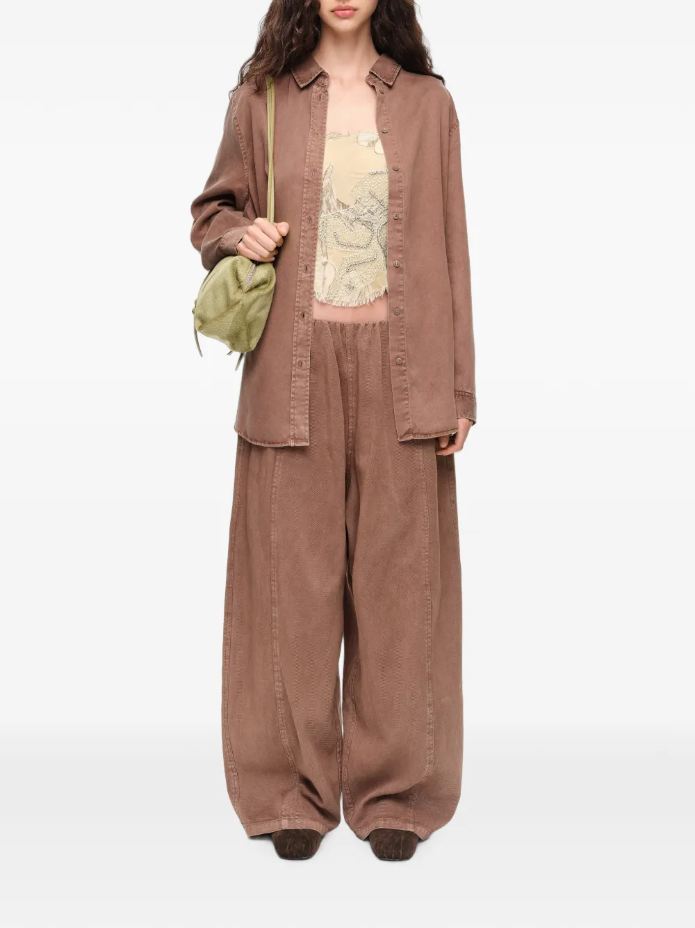 BIMBA Y LOLA washed-brown straight fluid shirt Bruin