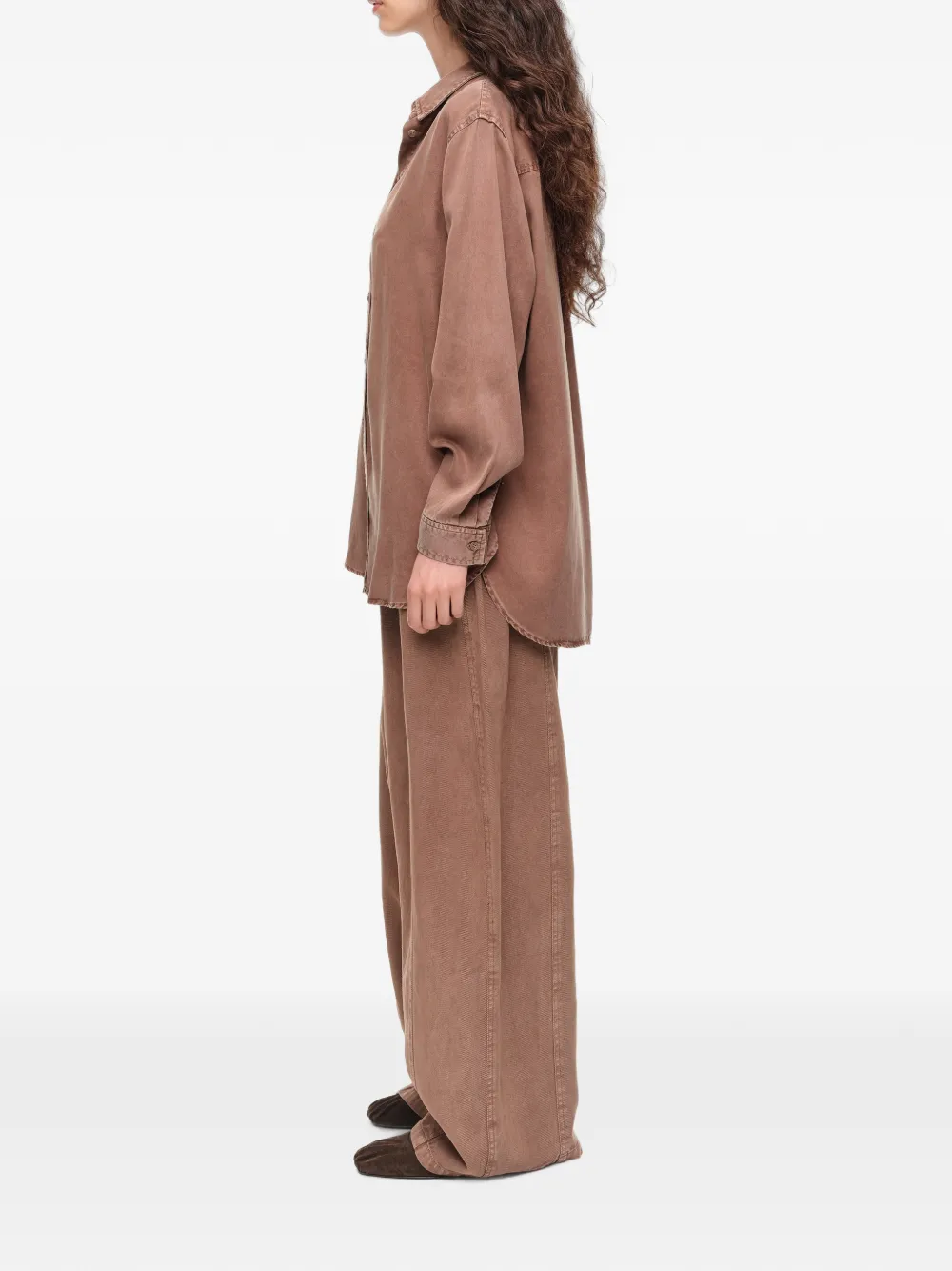 BIMBA Y LOLA washed-brown straight fluid shirt Bruin