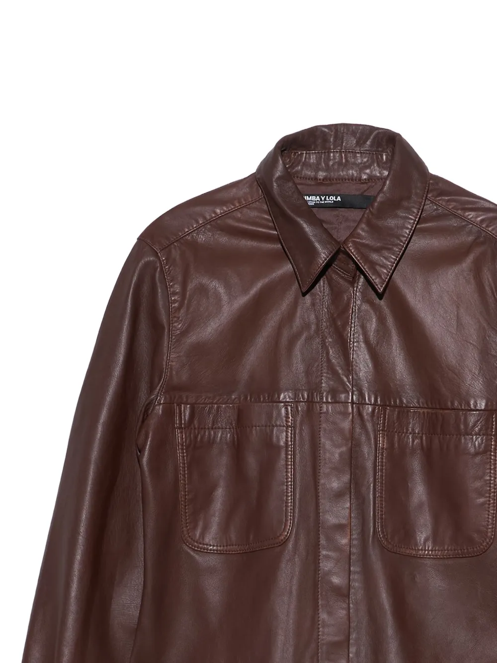 BIMBA Y LOLA Leren blouse met verwassen effect Bruin