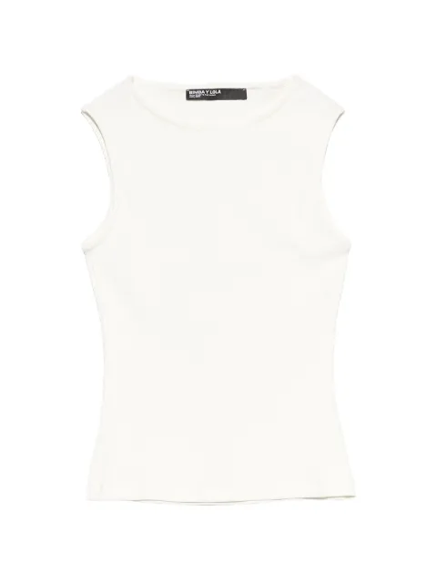 BIMBA Y LOLA  ivory fitted boat-neck top