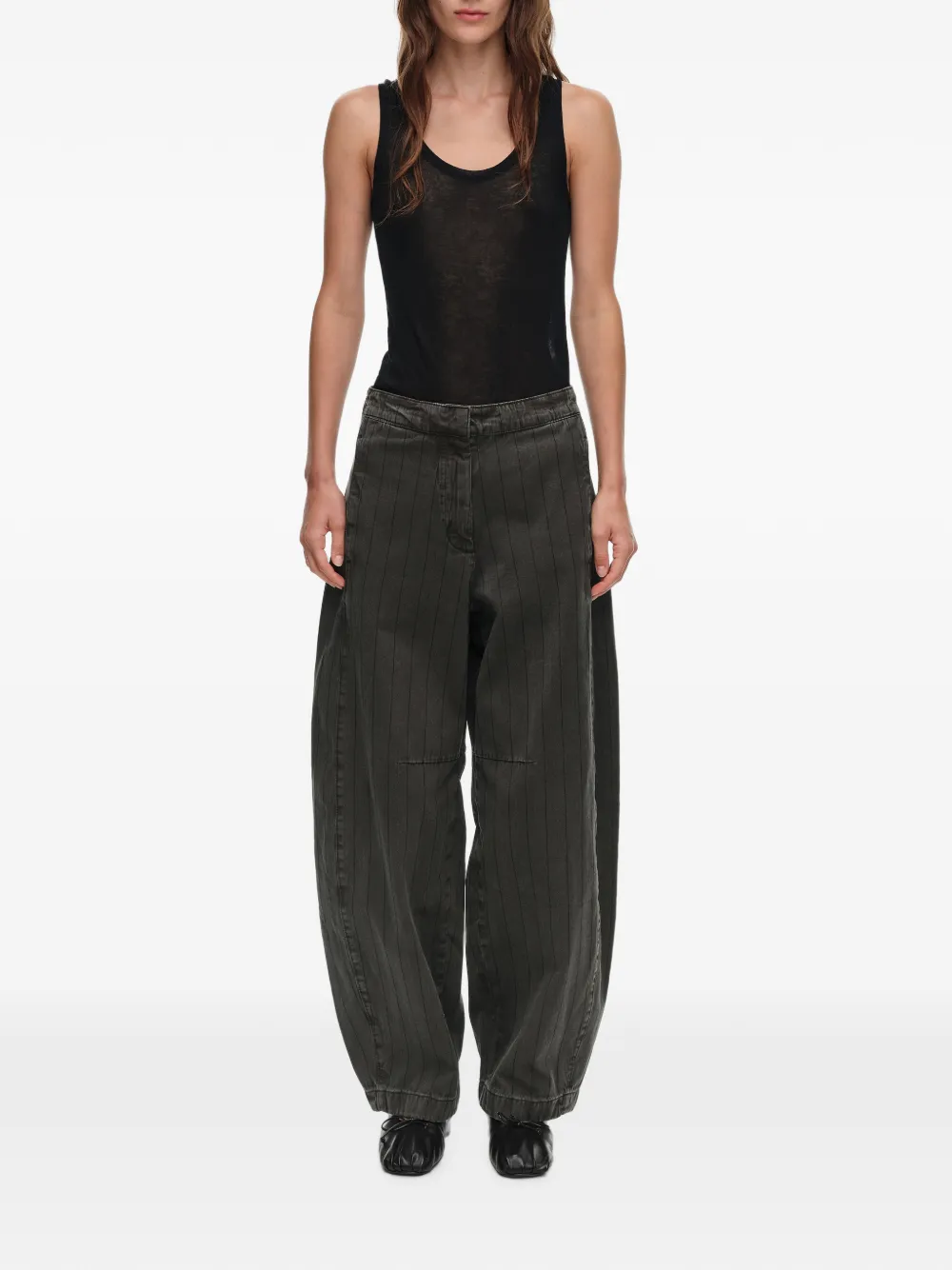 BIMBA Y LOLA Barrel gestreepte denim broek met vervaagd effect Bruin