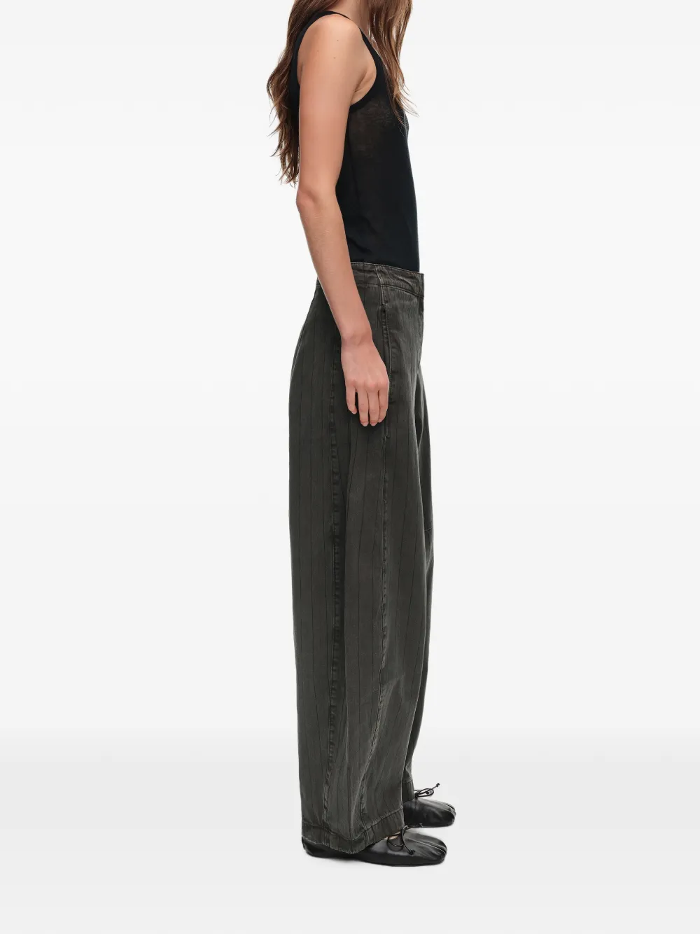 BIMBA Y LOLA Barrel gestreepte denim broek met vervaagd effect Bruin