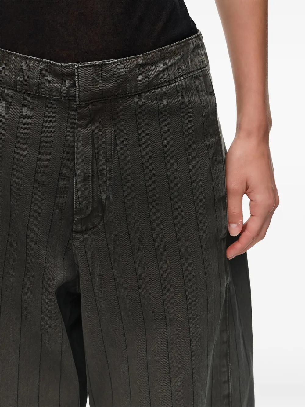 BIMBA Y LOLA Barrel gestreepte denim broek met vervaagd effect Bruin