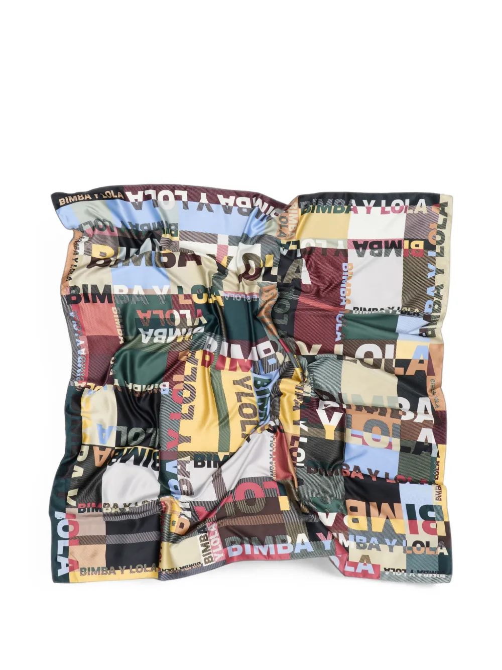 BIMBA Y LOLA Sjaal met tartan-ruit en logo Beige
