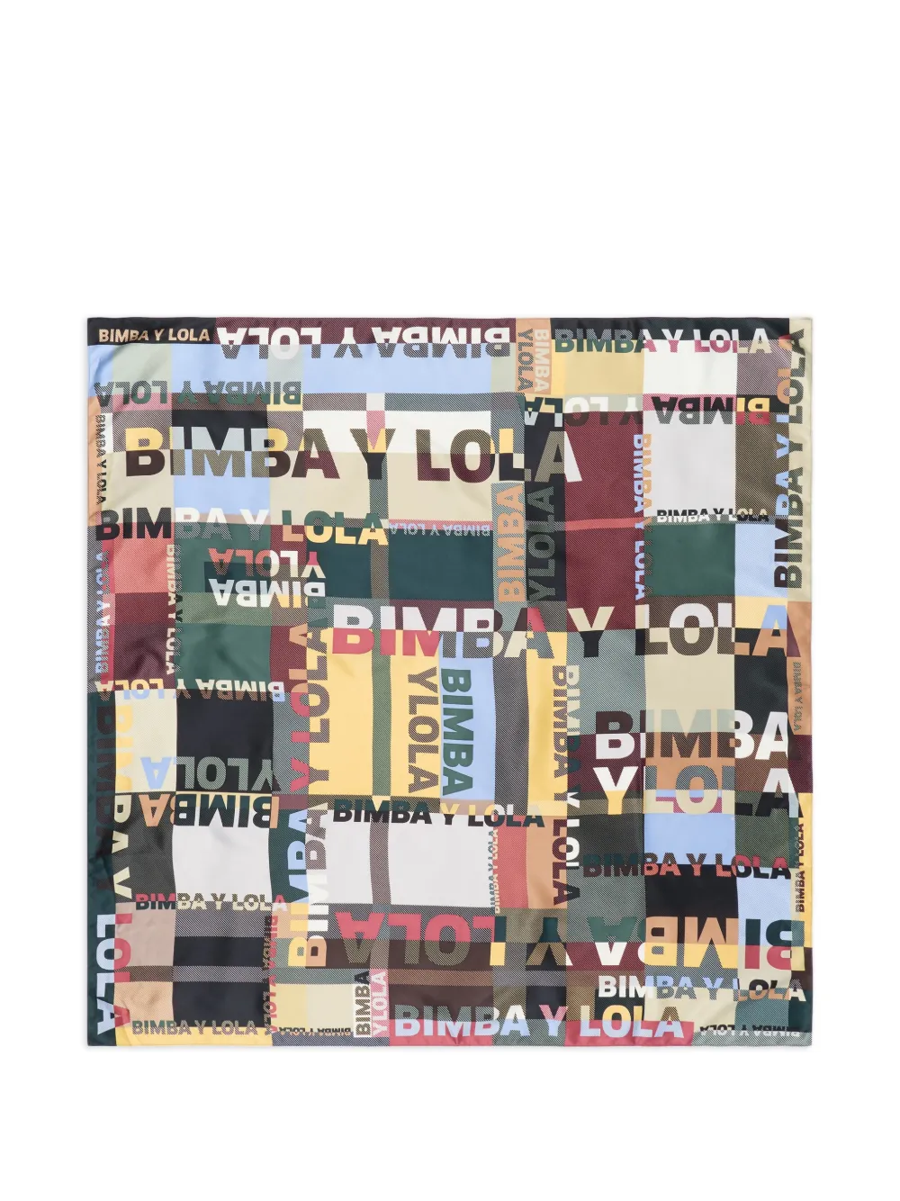BIMBA Y LOLA Sciarpa tartan e logo - Toni neutri