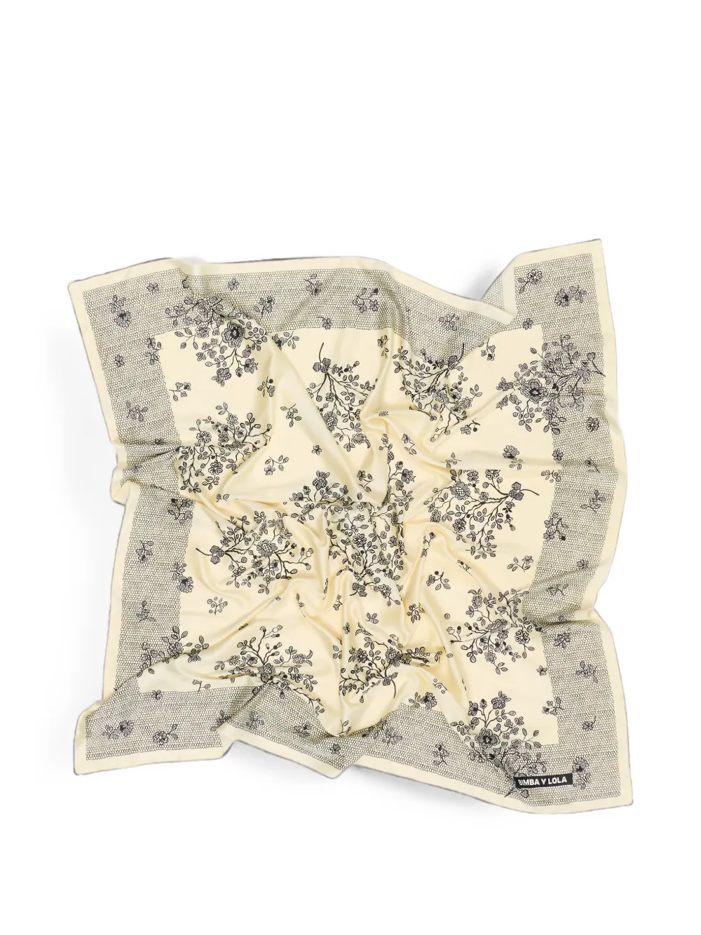 BIMBA Y LOLA Tweekleurige sjaal met bloemenkant Beige