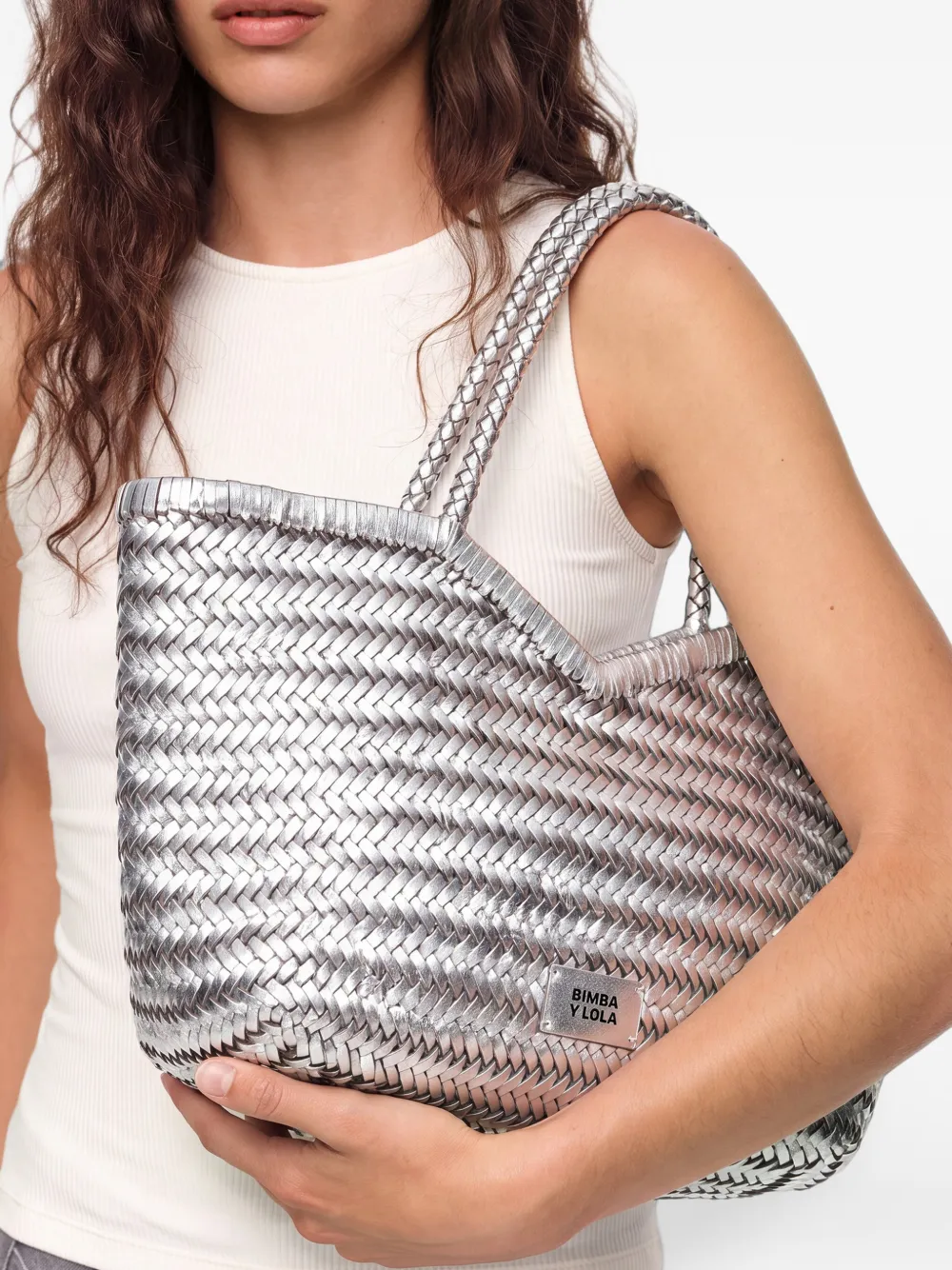 BIMBA Y LOLA Leren shopper Zilver