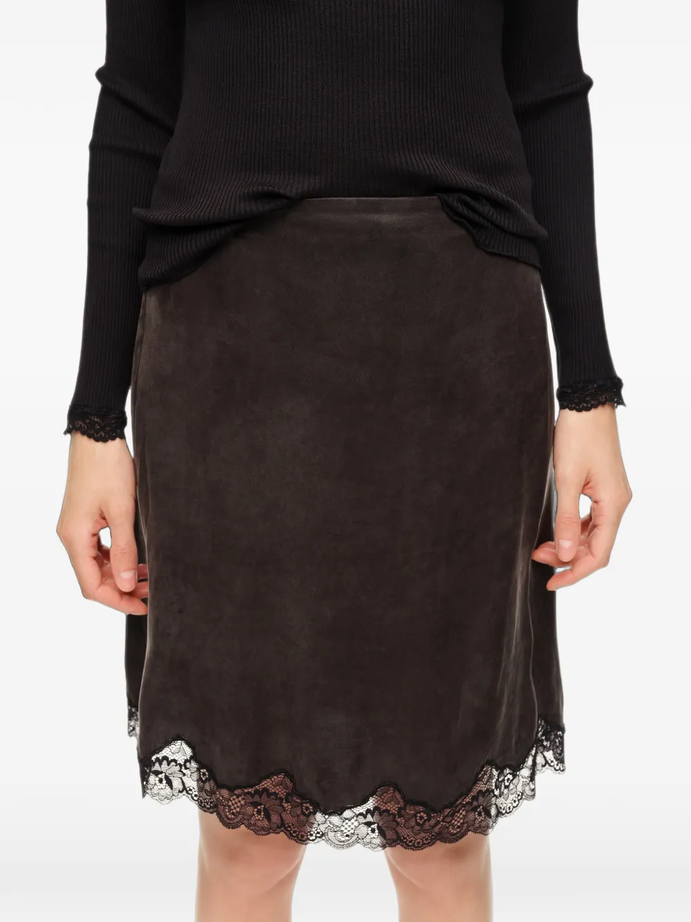 BIMBA Y LOLA Mini-rok met kant en verwassen effect Zwart