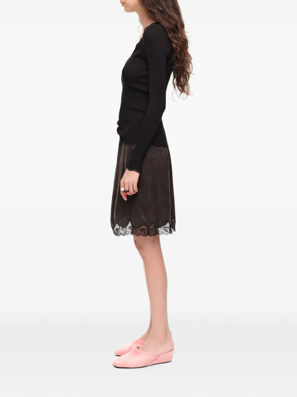 BIMBA Y LOLA Mini-rok met kant en verwassen effect Zwart