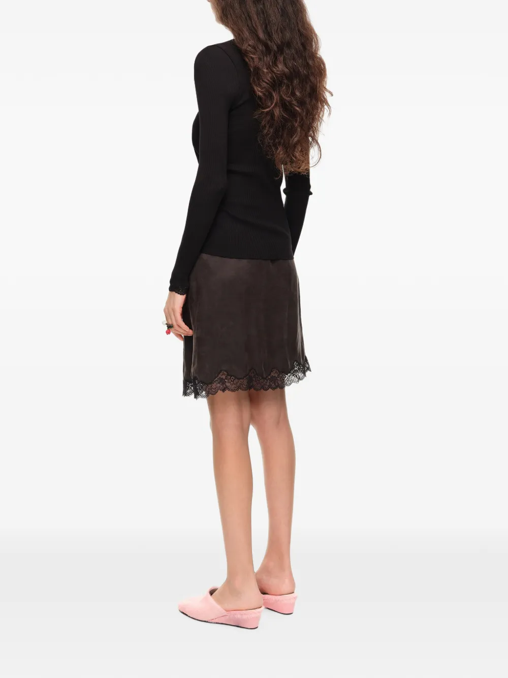 BIMBA Y LOLA Mini-rok met kant en verwassen effect Zwart