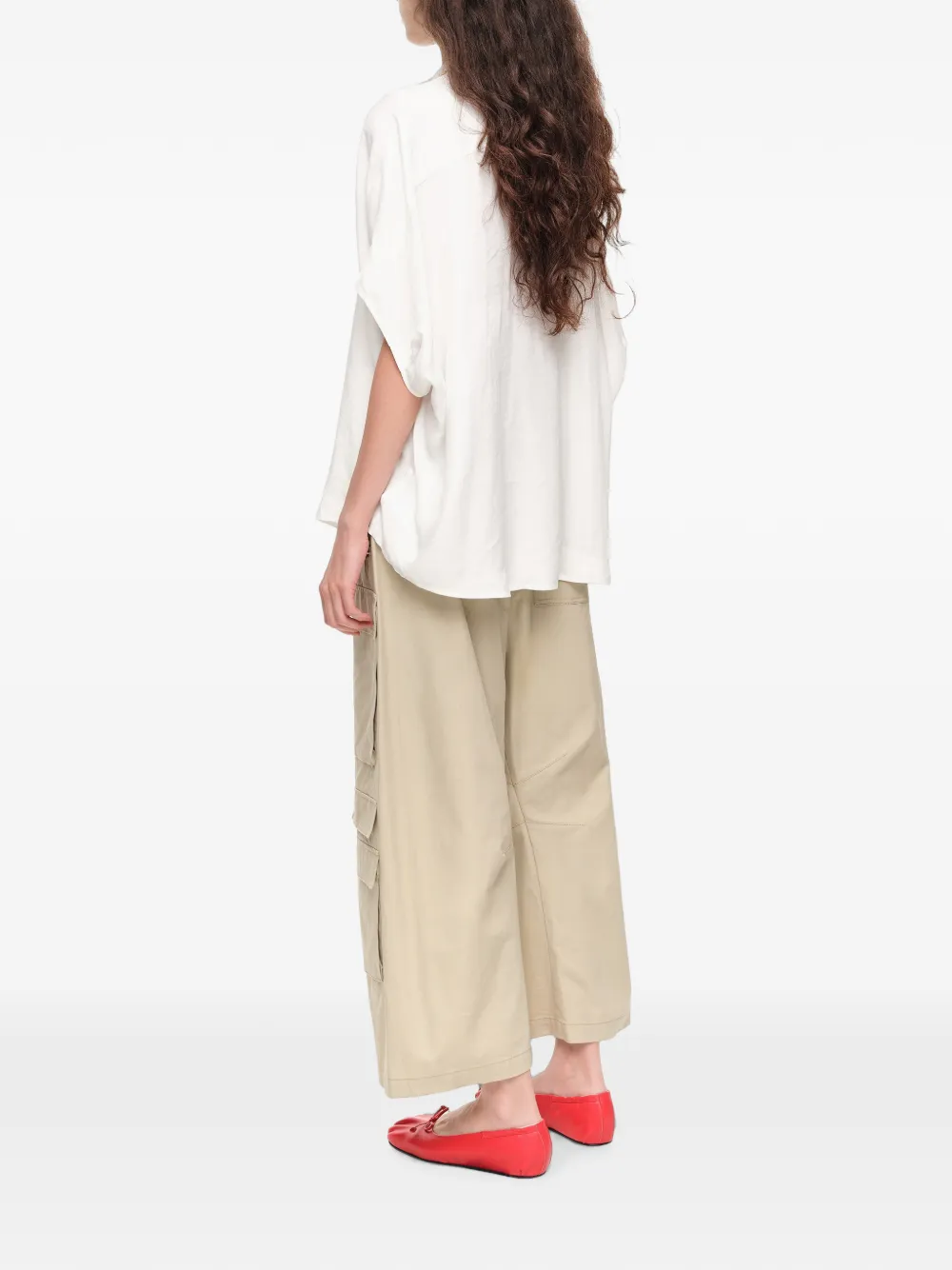 BIMBA Y LOLA Blouse met geknoopte hals en cape Wit