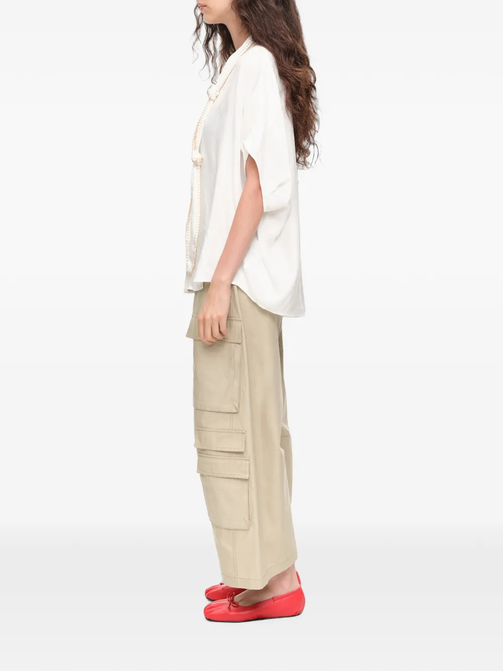 BIMBA Y LOLA Blouse met geknoopte hals en cape Wit